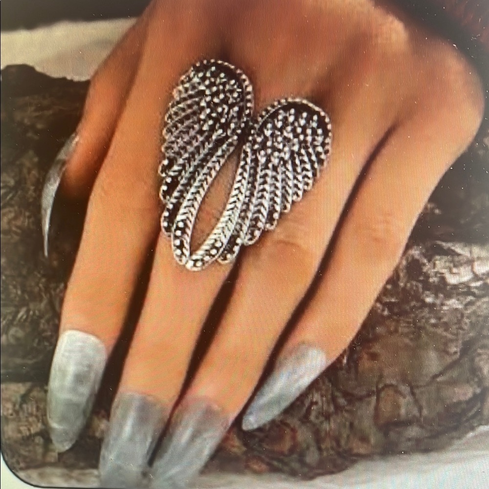 Silver Angel Wing Statement Ring